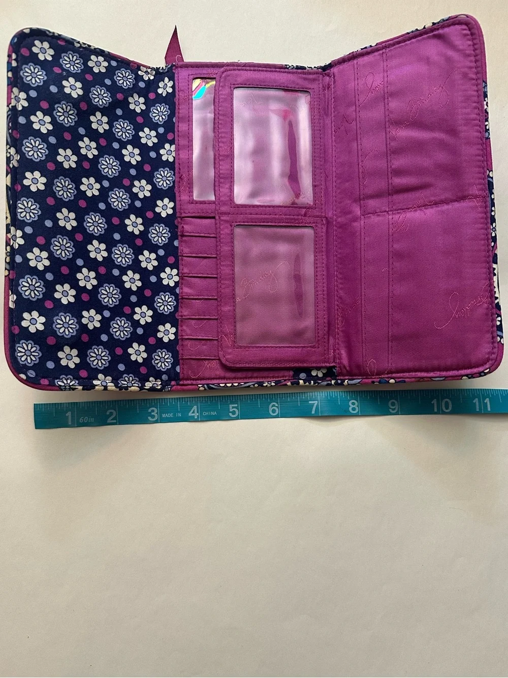 Blue and Purple Paisley Vera Bradley Gallery Wallet (Discontinued Pattern)